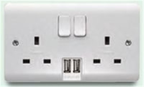 Crabtree Instinct 13A 2G DP Switched Socket With 2